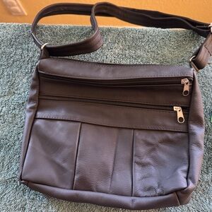 Authentic Black Leather Crossbody with Adjustable Strap